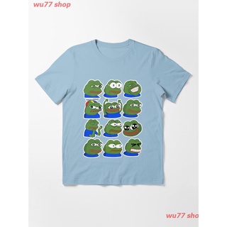 2022 Pepe Overload - White Outline Essential T-Shirt เสื้อยืด ดพิมพ์ลาย เสื้อยืดผ้าฝ้าย คอกลม cotton แฟชั่น sale Unisex