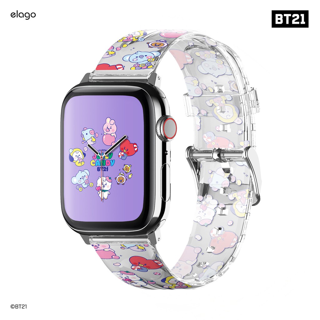 ภาพหน้าปกสินค้าelago BT21 Clear Apple Watch Strap for All Apple Watch series 1, 2 ,3 ,4 , 5, 6, 7, 8, SE, Ultra (สายนาฬิกา)