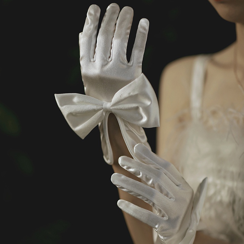 ถุงมือผ้าซาติน-ประดับโบว์-ขนาดใหญ่-สีดํา-ขาว-สําหรับงานแต่งงาน-hs757