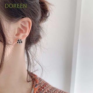 Doreen ต่างหูดอกไม้ประดับไรน์สโตนแฟชั่นสําหรับผู้หญิง