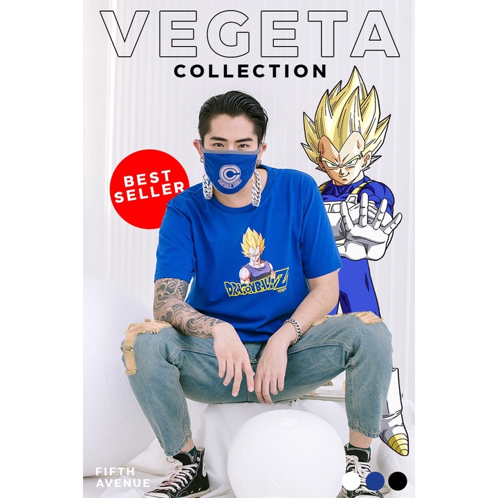 เสื้อคนอ้วน-เสื้อยืดวินเทจ-เสื้อยืดดราก้อนบอล-dragonballz-charactor-vegeta-bk-เบจิต้า-สีดำ-tee