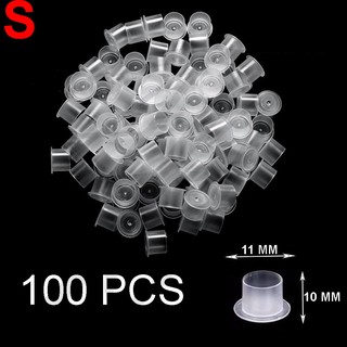 จุกใส่หมึกสักแบบมีฐาน ขนาด S 100 ชิ้น จุกหมึก จุดใส่สีสัก Disposable Plastic Tattoo Ink Cup Pigment Holder Size S 100