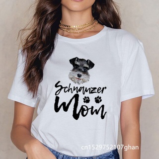 เสื้อยืดผ้าฝ้ายพิมพ์ลายคลาสสิก เสื้อยืด พิมพ์ลายกราฟฟิคสุนัข Schnauzer Mom สไตล์วินเทจ แฟชั่นฤดูร้อน สําหรับผู้หญิง