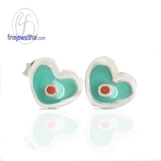 Finejewelthai ต่างหูรูปหัวใจ-ต่างหูลงสี-ต่างหูเงินแท้ 925-Silver-Enamel-Heart-Earring - E306700E