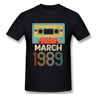 【100% cotton】ใหม่ เสื้อยืดลําลอง แขนสั้น พิมพ์ลาย March 1989 32Th Birthday 32 Year สไตล์วินเทจ ฮาราจูกุ สตรีท เหมาะกับฤด