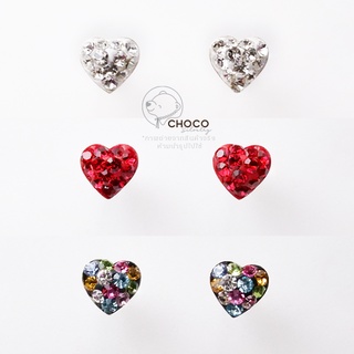 S925 ต่างหูหัวใจเงินแท้เพชร CZ Sterling silver stud earrings ET54