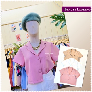 Beauty Landing เสื้อครอป คอปก น่ารักมากๆ ใส่กับอะไรก็เข้าจ้า