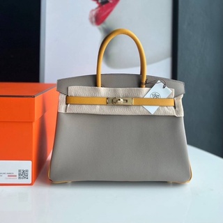 กระเป๋าแบรนด์เนมHermèsBIRKIN 30CM EPSOM SPECIAL ODER HORSE SHOES STAMP  🍊🍊🍊 COLOR -&gt; GRIS / JAUNE AMBRE