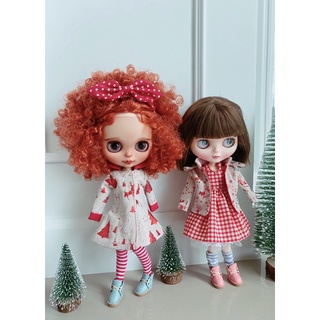 ชุดตุ๊กตาบลายธ์Christmas dress for Blythe winter collection for dolls พร้อมส่งงาน Handmade