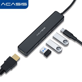 ACASIS USB C HUB 5 in 1 Type C to HDMI 4K 2 USB 3.0 Ports，60W PD Charging Adapter Dock Station