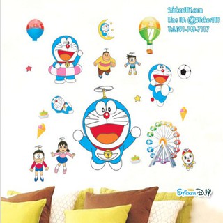 Transparent Wall Sticker สติ๊กเกอร์ติดผนัง Doraemon ท่องแดนมหัศจรรย์ (กว้าง85cm.xสูง75cm.)