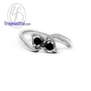 Finejewelthai-แหวนนิล-นิล-แหวนพลอย-แหวนเงินแท้-พลอยประจำเดือนเกิด-Black Spinel-Onyx-Silver-Ring-Birthstone-R1159on