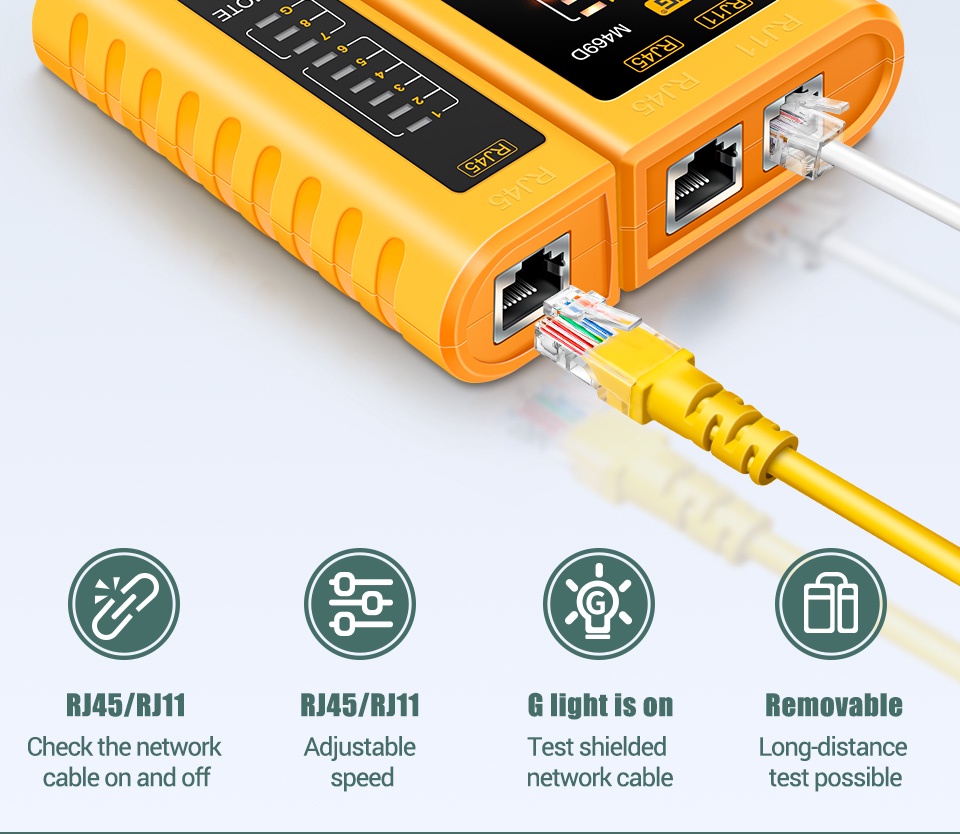 Aneng M469D RJ45 เครื่องทดสอบสายเคเบิลเครือข่าย LAN RJ45 RJ11 RJ12 CAT5 ...