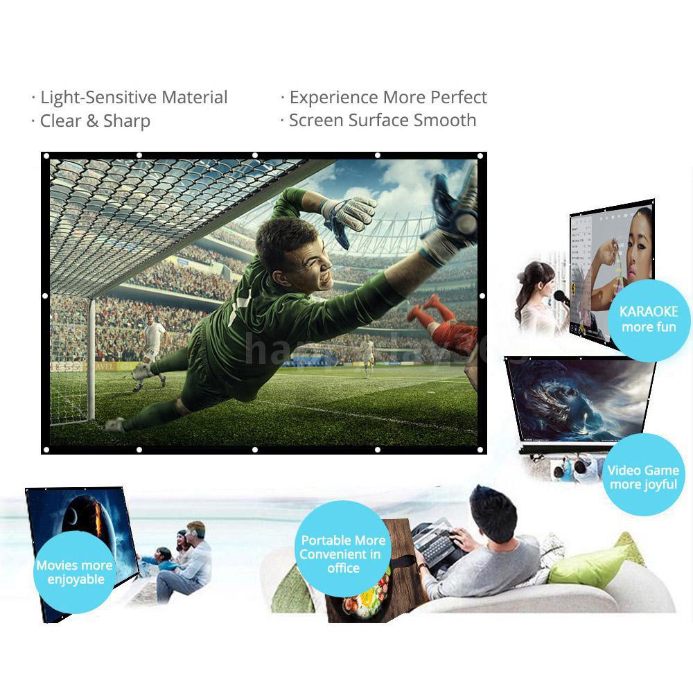 ∋☆H150 150'' Portable Projector Screen HD 16:9 White Dacron 150 Inch ...