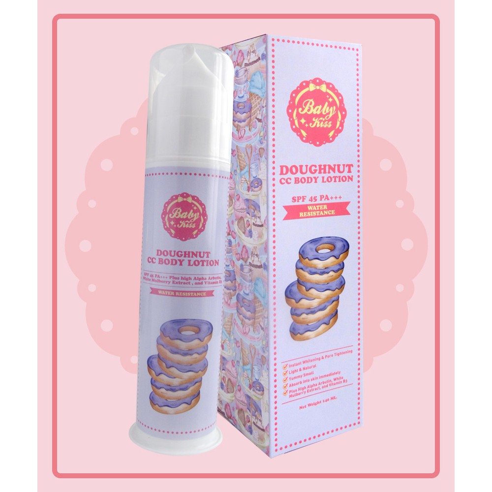 baby-kiss-doughnut-cc-body-lotion-spf-45-pa-ซีซี-ครีม-กลิ่นโดนัท-ทาผิวขาวอย่างเป็นธรรมชาติ-กันน้ำ-กันแดดspf45