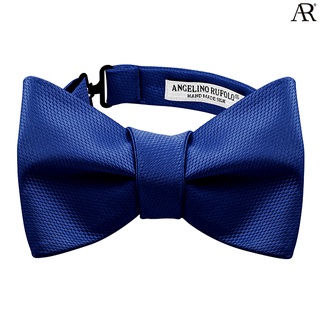ANGELINO RUFOLO Bow Tie Tying(โบว์หูกระต่ายแบบผูกเอง) ผ้าไหมทออิตาลี่คุณภาพเยี่ยม ดีไซน์ Plain สีน้ำเงิน/เลือด/โอรส/ทอง
