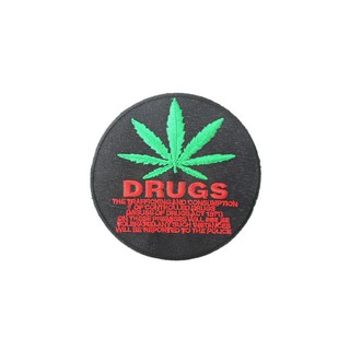 สินค้าราสต้า Patch Black Circle Drug Prohibition อาร์มติดเสื้อสุดเท่ห์ ปักลายใบไม้สีเขียว