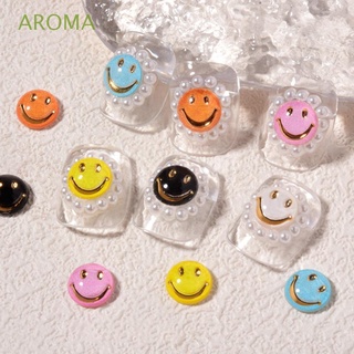 Aroma อุปกรณ์ตกแต่งเล็บเครื่องประดับคริสตัลลายดอกทานตะวัน 3D หลายสีสันสไตล์ญี่ปุ่นสําหรับตกแต่งเล็บ