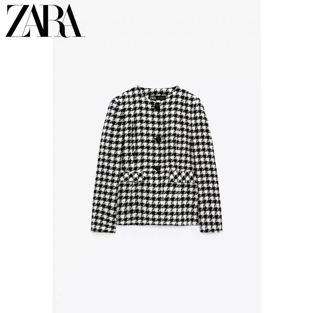 zara-ใหม่-เสื้อแจ็กเก็ตสูทลําลอง-ลายฟันสุนัข-สําหรับผู้หญิง