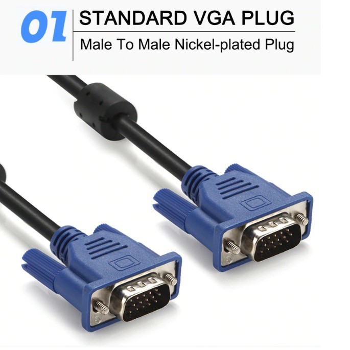 1.5M / 3M SVGA VGA 15-Pin Male To Male Cable For PC Monitor TV Projector