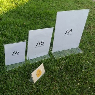 แสตนอะคริลิค สำหรับใส่กระดาษ ขนาด A4 A5 A6 แสตนตัวที (ทรงตัว T )