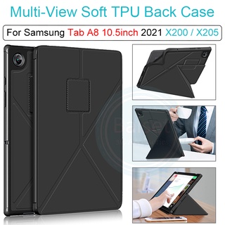 เคส TPU นิ่ม ปิดด้านหลัง แบบบาง พับได้ หลายมุม สําหรับ Samsung Tab A8 10.5 2021 X200 X205