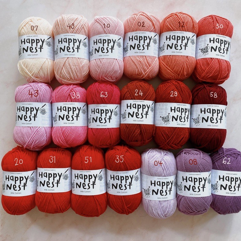ภาพหน้าปกสินค้าไหมพรม คอตตอนนม milk cotton yarn 4 ply (สีชมพู แดง ม่วง) จากร้าน happynest_studio บน Shopee