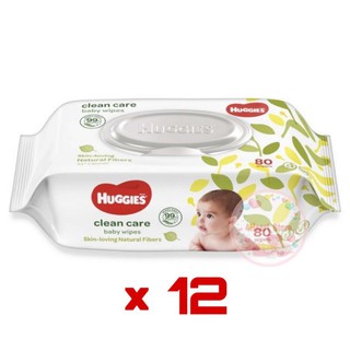 สินค้า แพค 12 ห่อ × 80 ชิ้น ทิชชู่เปียก Huggies clean care