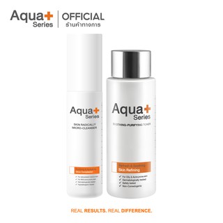 [AQUA11 ลด 130.-] AquaPlus Skin Radically Micro-Cleanser 150 ml. &amp; Soothing-Purifying Toner 150 ml.