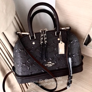 🌟พร้อมส่ง🌟COACH MINI SIERRA SATCHEL IN SIGNATURE DEBOSSED PATENT LEATHER