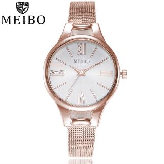 Meibo นาฬิกาข้อมือควอทซ์อะนาล็อก สายสแตนเลส สำหรับผู้หญิง สาว ๆ ดู watch watches