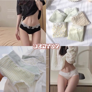 Bentoy👙(3681)กางเกงในผู้หญิงสไตล์ญี่ปุ่นลายดอกๆน่ารัก ขอบลูกไม้ ใส่สบาย