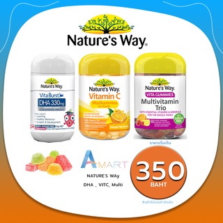 Natures Way Vita Gummie Multivitamin trio,  Vitaburst DHA, Vitamin C เยลลี่วิตามิน บำรุง