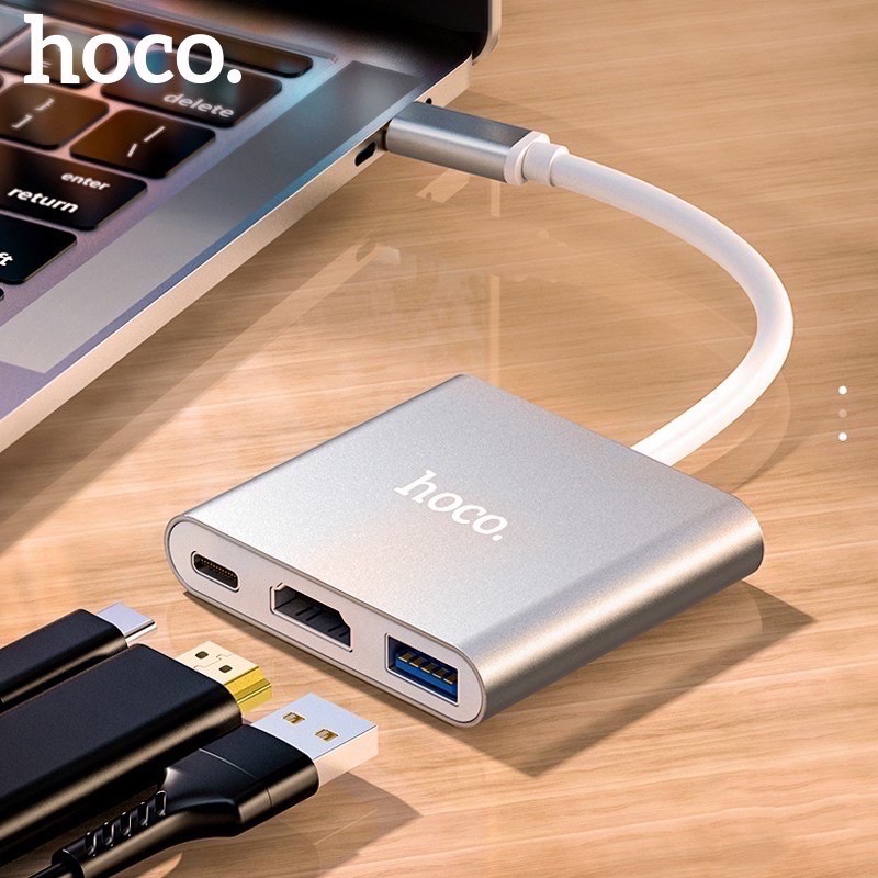 Hoco HB14 Easy use Type-C adapter (Type-C to USB3.0+HD+PD) | Shopee ...