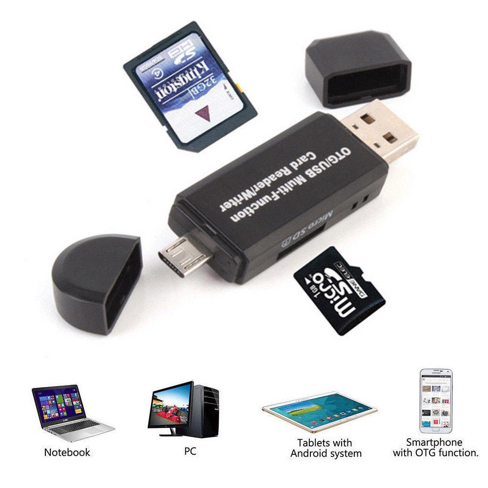 ภาพขนาดย่อของภาพหน้าปกสินค้าอะแดปเตอร์แปลง Micro USB OTG เป็น USB 2.0 อ่านการ์ด SD/Micro SD สำหรับสมาร์ทโฟน พีซี จากร้าน lovesunshine.th บน Shopee