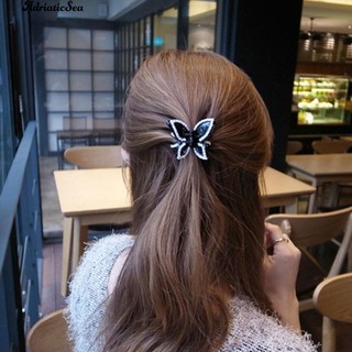 ♥→Women Fashion Rhinestone Butterfly Hairclip Ponytail Holder Hair Accessories