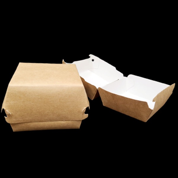 50ใบ-1แพ็ค-กล่องเบอร์เกอร์-กระดาษคราฟท์ขาวไม่พิมพ์ลาย-กล่องกระดาษใส่แฮมเบอร์เกอร์-cc