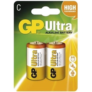 ถ่านGP Ultra alkaline ขนาดC 1.5V 1แพค2ก้อน ของแท้