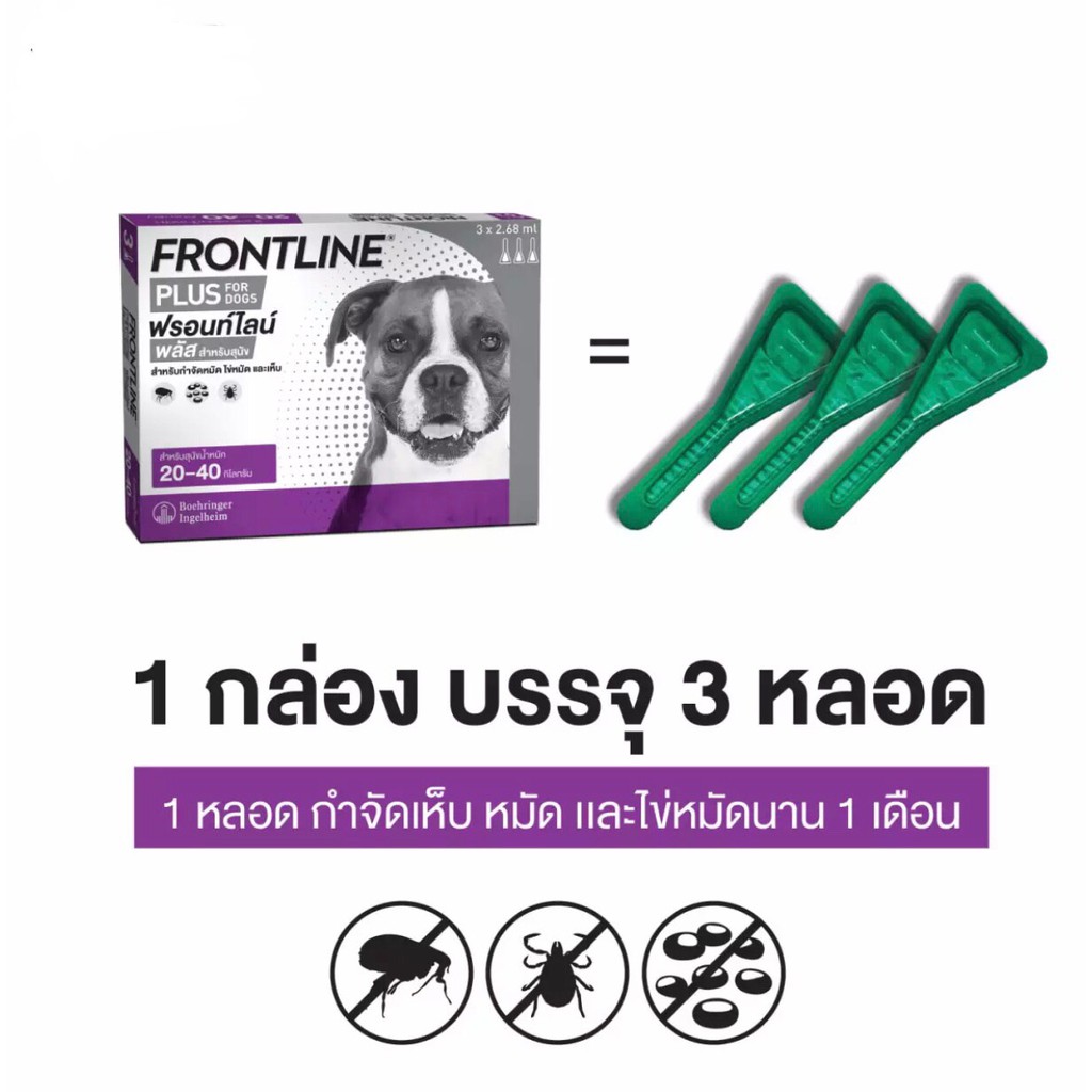 ภาพหน้าปกสินค้าFrontline Plus for dog ฟรอนท์ไลน์ พลัส สำหรับสุนัขน้ำหนัก 20-40 กก. (Exp.5/2024) จากร้าน vs_supply บน Shopee