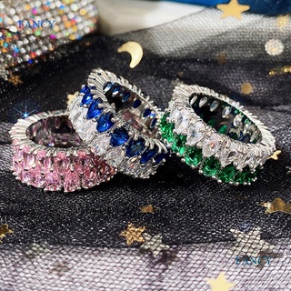 Fancy แหวนเงิน รูปหยดน้ํา สีฟ้า สีเขียว สีชมพู คุณภาพสูง สําหรับผู้หญิง
