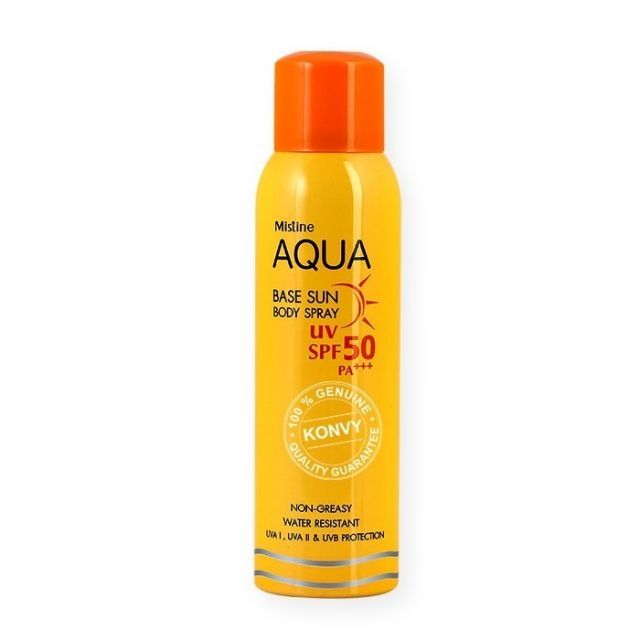 Mistine Aqua Base Sun Body Spray UV SPF50 PA+++ 100ml มิสทีน สเปรย์กันแดด  ฉีดทับเมคอัพ สเปรย์กันแดดตัว อะควา เบส | Shopee Thailand