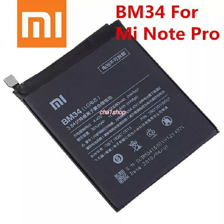 BM34 3010mAhแบตเตอรี่สำหรับXiaomi Mi Note Pro BM34 4GB RAMโทรศัพท์ ...