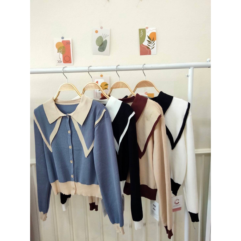 ไหมพรมแขนยาวทูโทนคอปก2ชั้นครีม(ท25) | Shopee Thailand