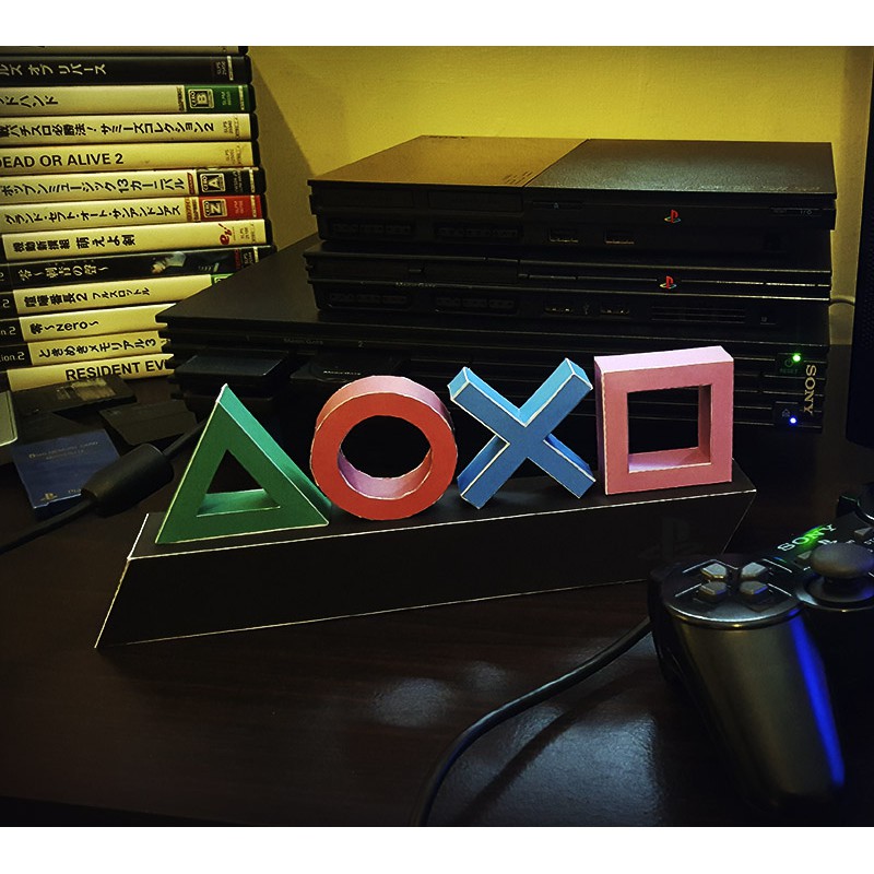 สัญลักษณ์-sony-playstation-icon-โมเดลกระดาษ-ตุ๊กตากระดาษ-papercraft-สำหรับตัดประกอบเอง