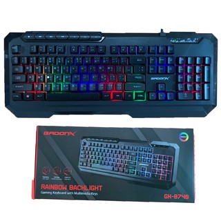 ภาพหน้าปกสินค้าGADONX GK-8740คีย์บอร์ดเกมมิ่งมีไฟ rainbow Backlight Gaming Keyboard!! ที่เกี่ยวข้อง