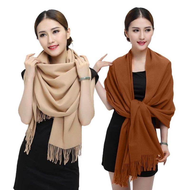 ภาพหน้าปกสินค้าผ้าคลุมไหล่ ผ้าเเคลชเมียร์สีพื้น (Cashmere) จากร้าน scarf100bath บน Shopee