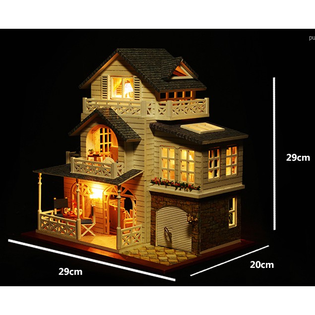 โมเดลบ้าน-diy-บ้านจิ๋ว-บ้านตุ๊กตา-ชุด-nordic-town-villa-พร้อมส่งทันที-บ้านยุโรป-สวยมาก-งานไม้ทั้้งชุด-มีฝาครอบกล่องดนตรี