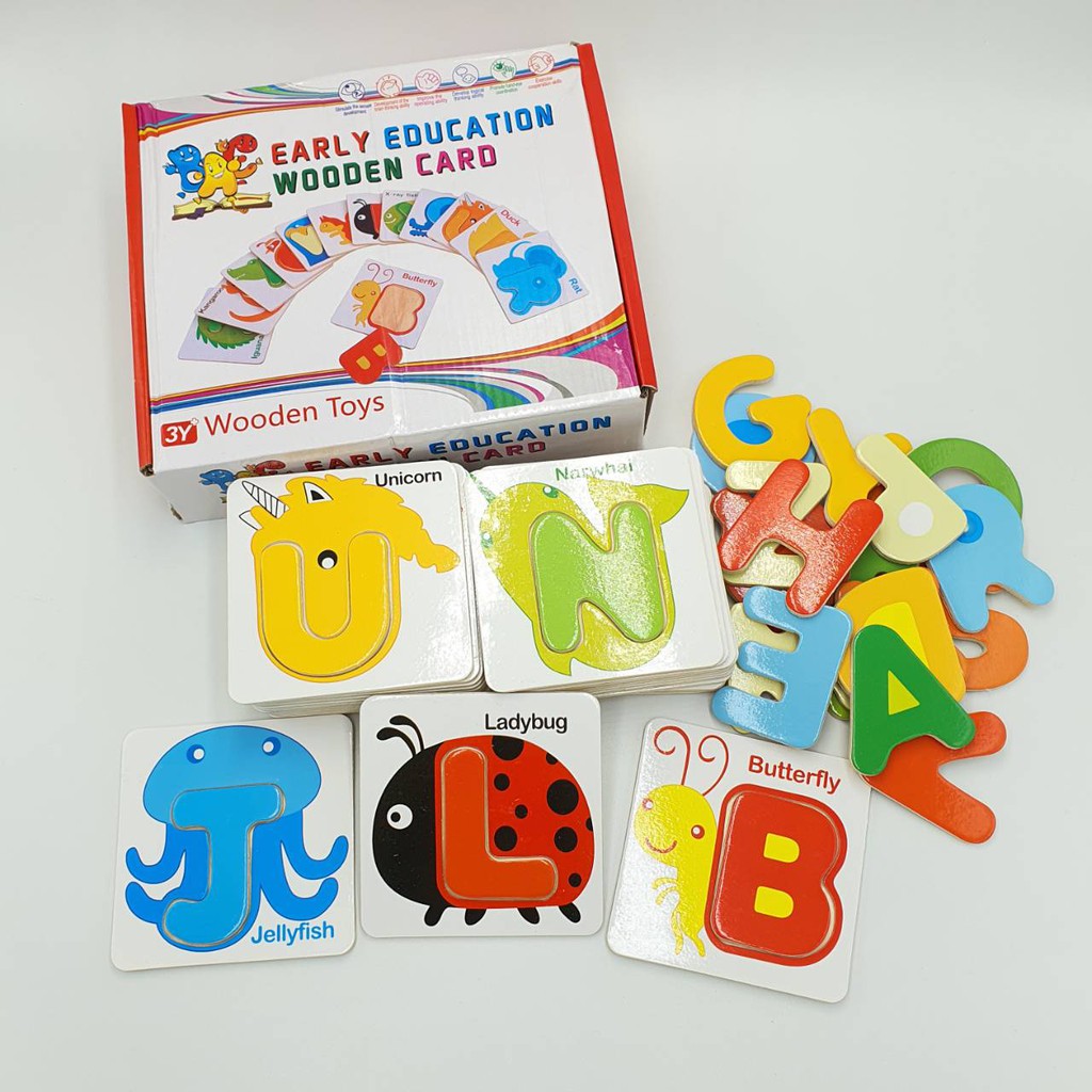 250toys-ของเล่นไม้-บัตรคำไม้จิ๊กซอร์-a-z-พร้อมคำศัพท์-early-education-wooden-card-เสริมพมัฒนาการ-ฝึกทักษะคำศัพท์อังกฤษ