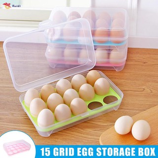 24x15x7cm Egg Holder Tray กล่องใส่ไข่ ที่ใส่ไข่ กล่องพลาสติก พลาสติกแบบขุ่น มีหลุม สำหรับใส่ไข่แช่ในตู้เย็น แบบ 15 ฟอง