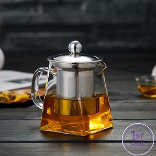 แก้วกาชงชา ตัวกรองสแตนเลส ก้นออกแบบเป็นเหลี่ยม ไลฟ์สไตล์เม็กซิโก Glass teapot